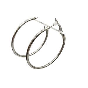 Pierced Earrings Round Hoop Small Wired Silver Tone Fashion Classic Style